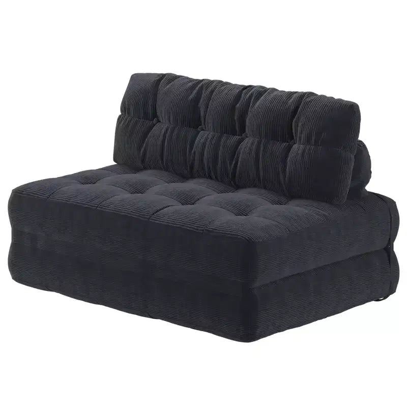 Vollständig mit Cord bezogenes Klappsofa-Bett-Futon, umwandelbarer Bodensessel mit Kissen und Rückenstütze