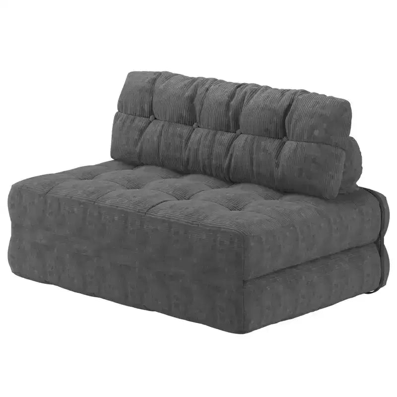 Vollständig mit Cord bezogenes Klappsofa-Bett-Futon, umwandelbarer Bodensessel mit Kissen und Rückenstütze
