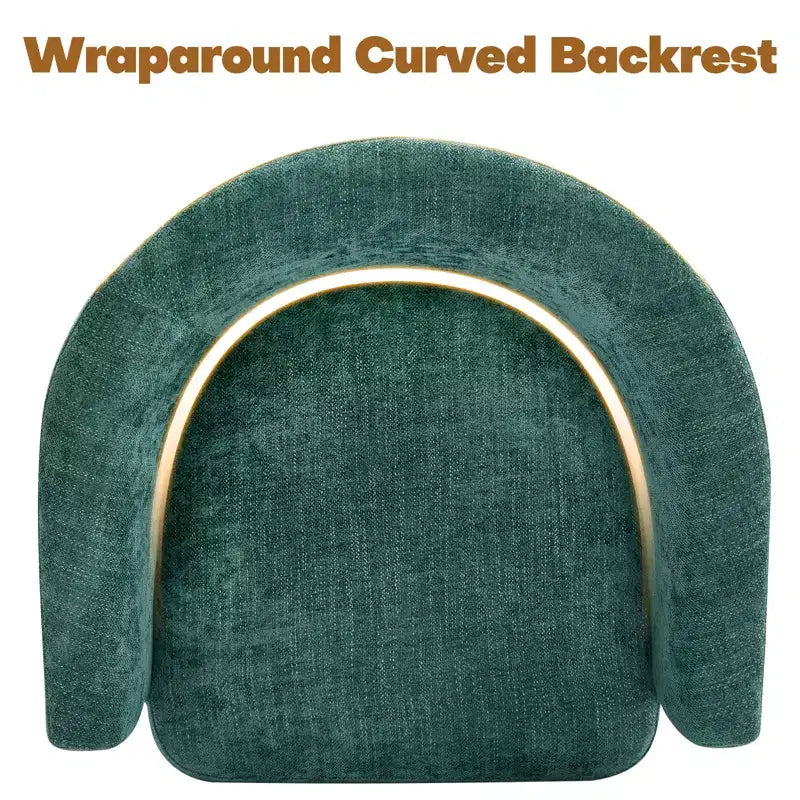 Sillón decorativo giratorio completamente ensamblado, sillón tipo barril tapizado en chenilla con cojín, acogedor sillón individual para leer en la sala de estar