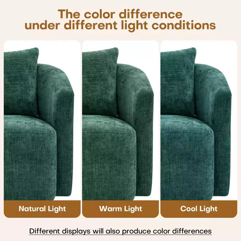 Sillón decorativo giratorio completamente ensamblado, sillón tipo barril tapizado en chenilla con cojín, acogedor sillón individual para leer en la sala de estar
