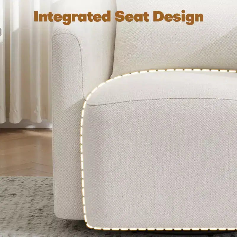 Sillón decorativo giratorio completamente ensamblado, sillón tipo barril tapizado en chenilla con cojín, acogedor sillón individual para leer en la sala de estar